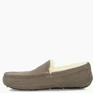 UGG Men’s Ascot Suede Wool Lined Slip On Moccasin Loafers  Taupe Size 11